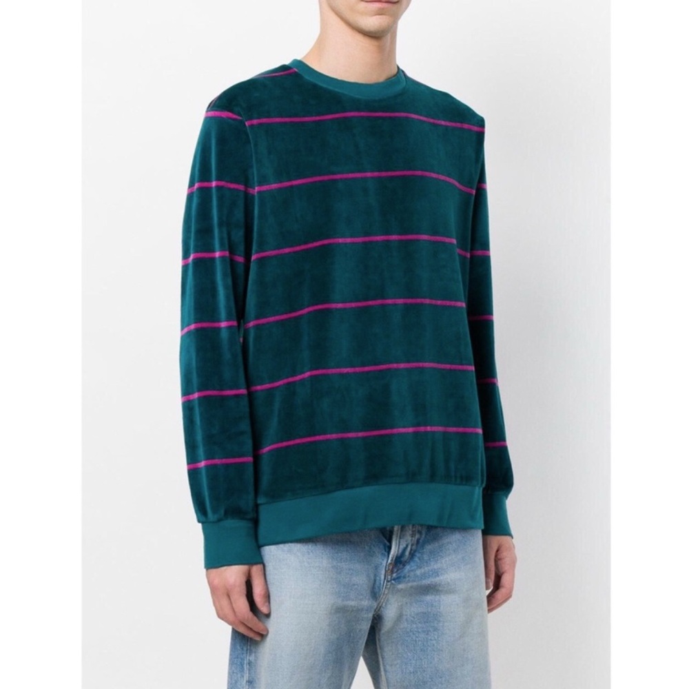 Stussy Velour Striped Crewneck Size Medium